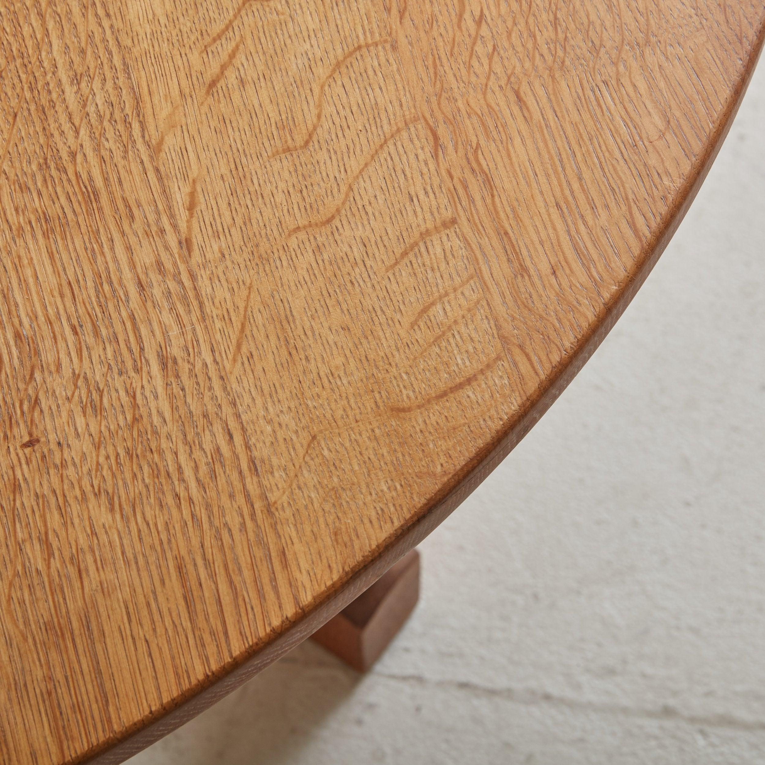 Small Round Oak Coffee Table Attributed to Henning Kjærnulf, Denmark 1960s 5