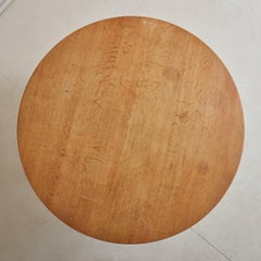 Small Round Oak Coffee Table Attributed to Henning Kjærnulf, Denmark 1960s