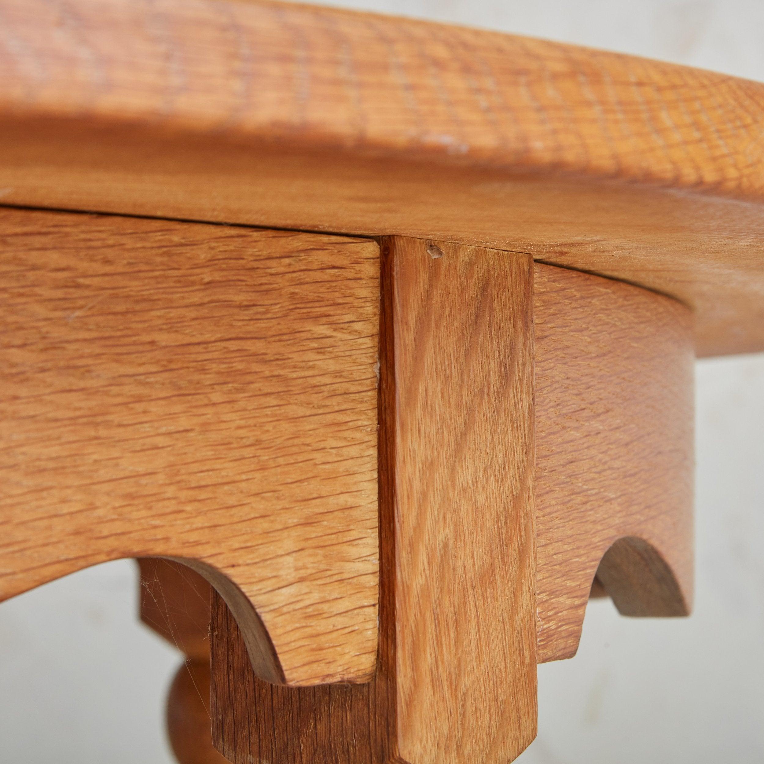 Danish Small Round Oak Coffee Table Attributed to Henning Kjærnulf, Denmark 1960s