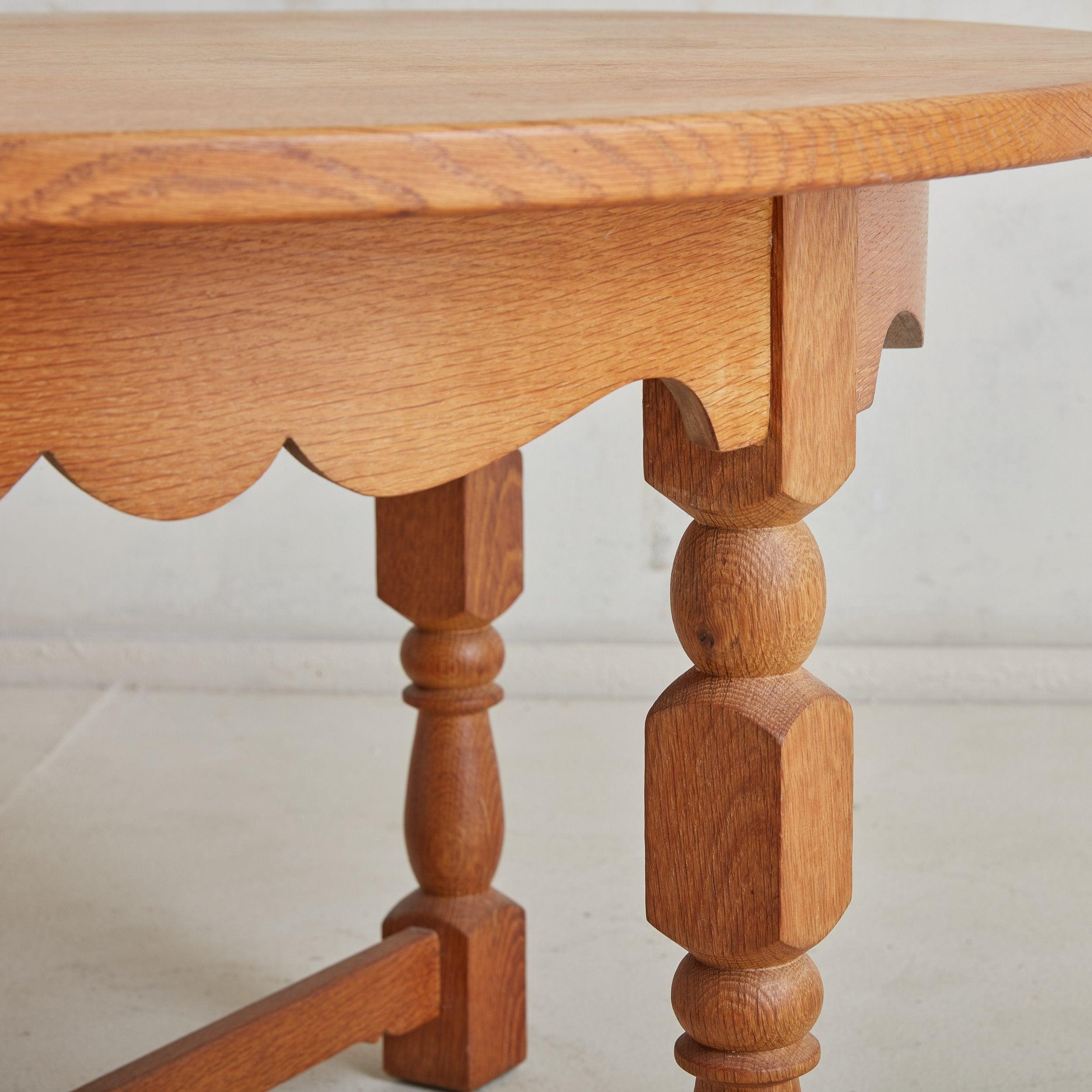 Mid-20th Century Small Round Oak Coffee Table Attributed to Henning Kjærnulf, Denmark 1960s