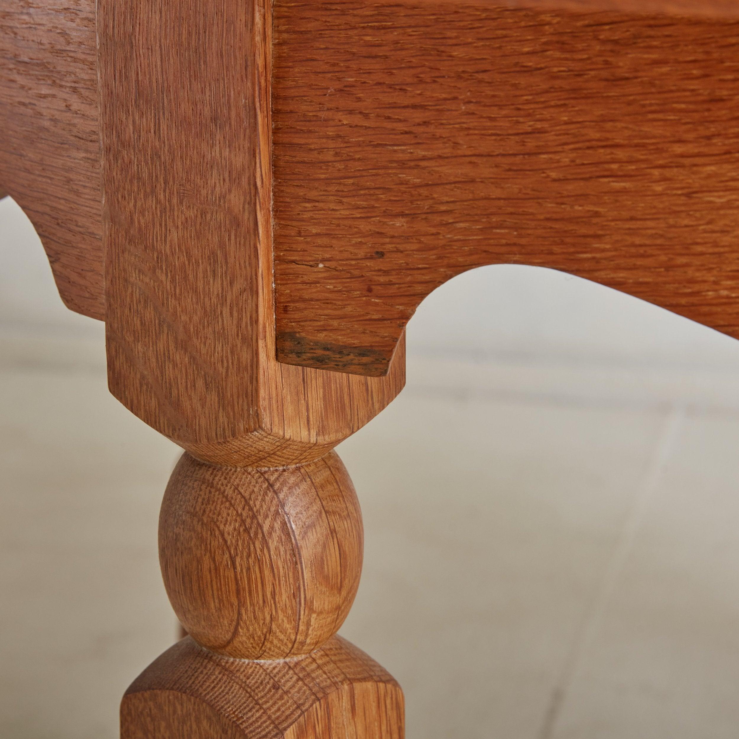 Small Round Oak Coffee Table Attributed to Henning Kjærnulf, Denmark 1960s 1