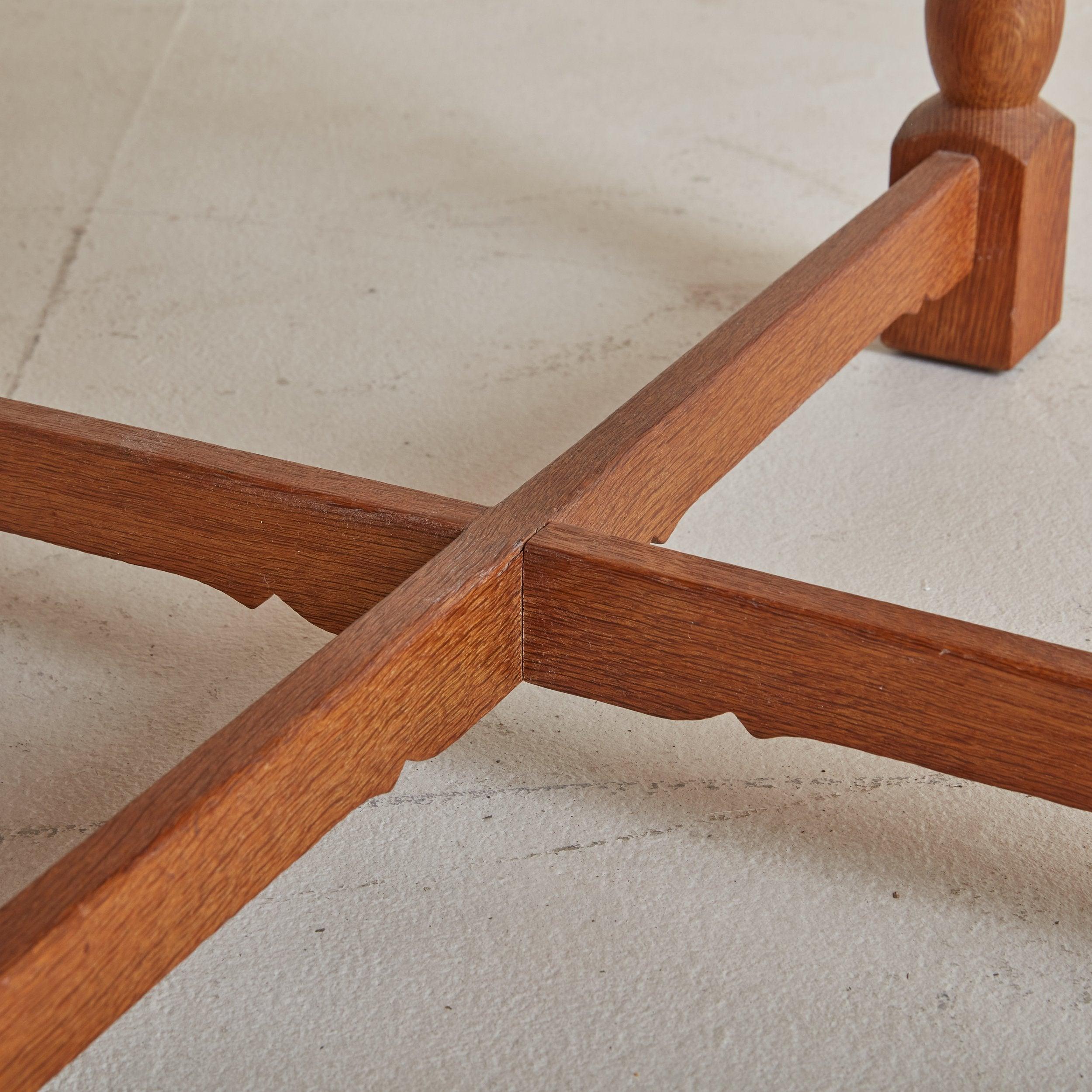 Small Round Oak Coffee Table Attributed to Henning Kjærnulf, Denmark 1960s 2