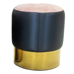 Small Round Ottoman with Gold Finished Base