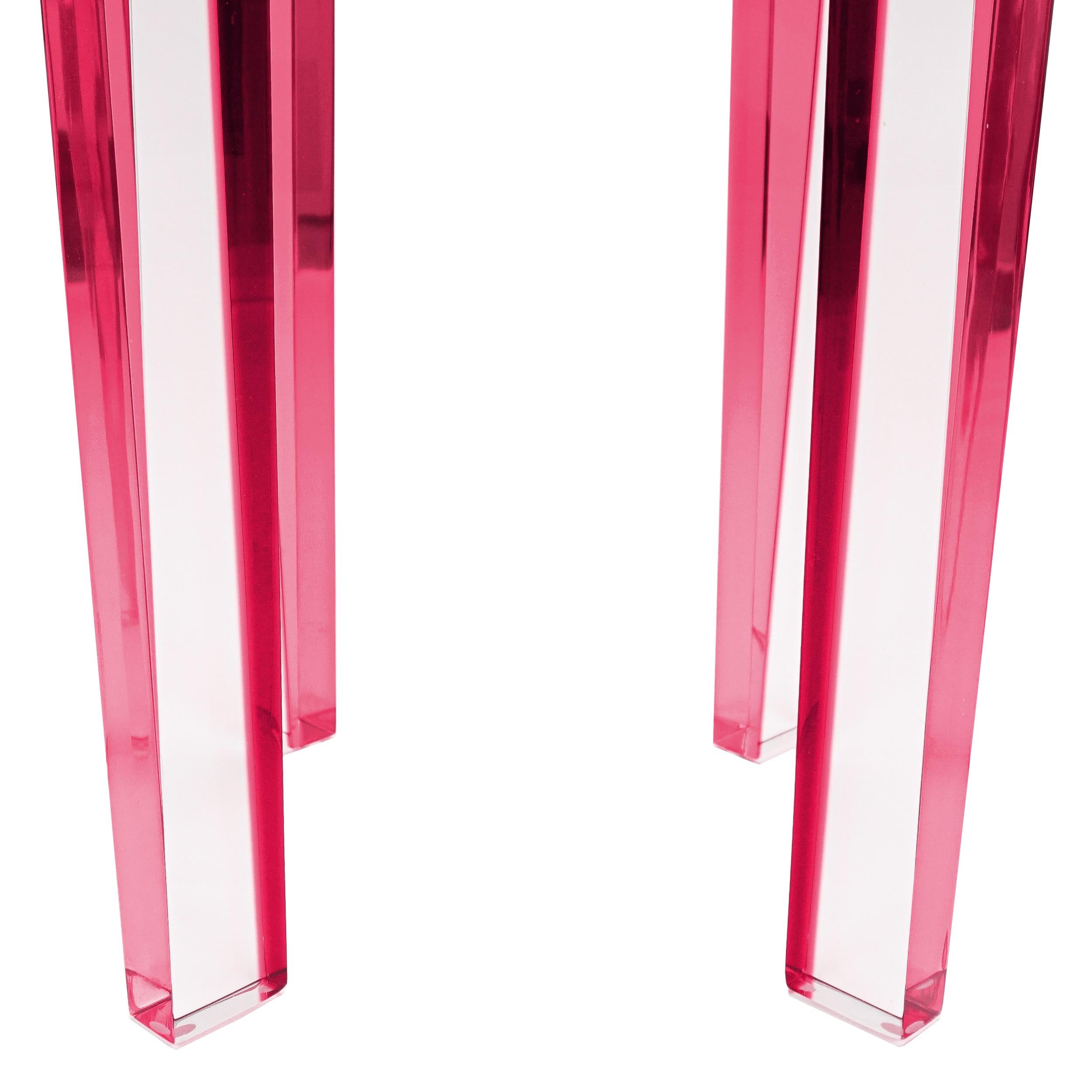 Small Round Pink / Berry Lucite Side Table For Sale 11