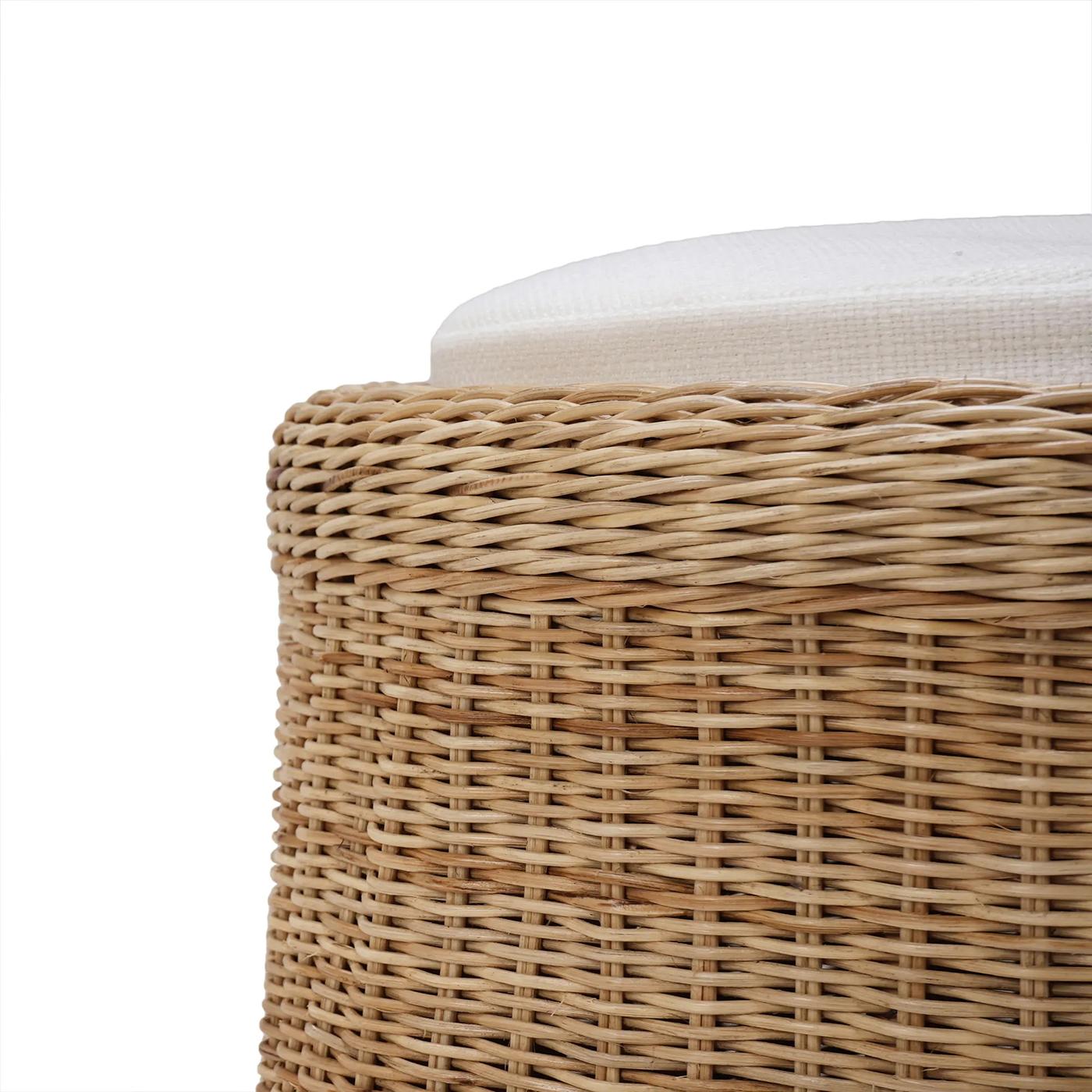 Victorien Petit pouf rond en rotin en vente