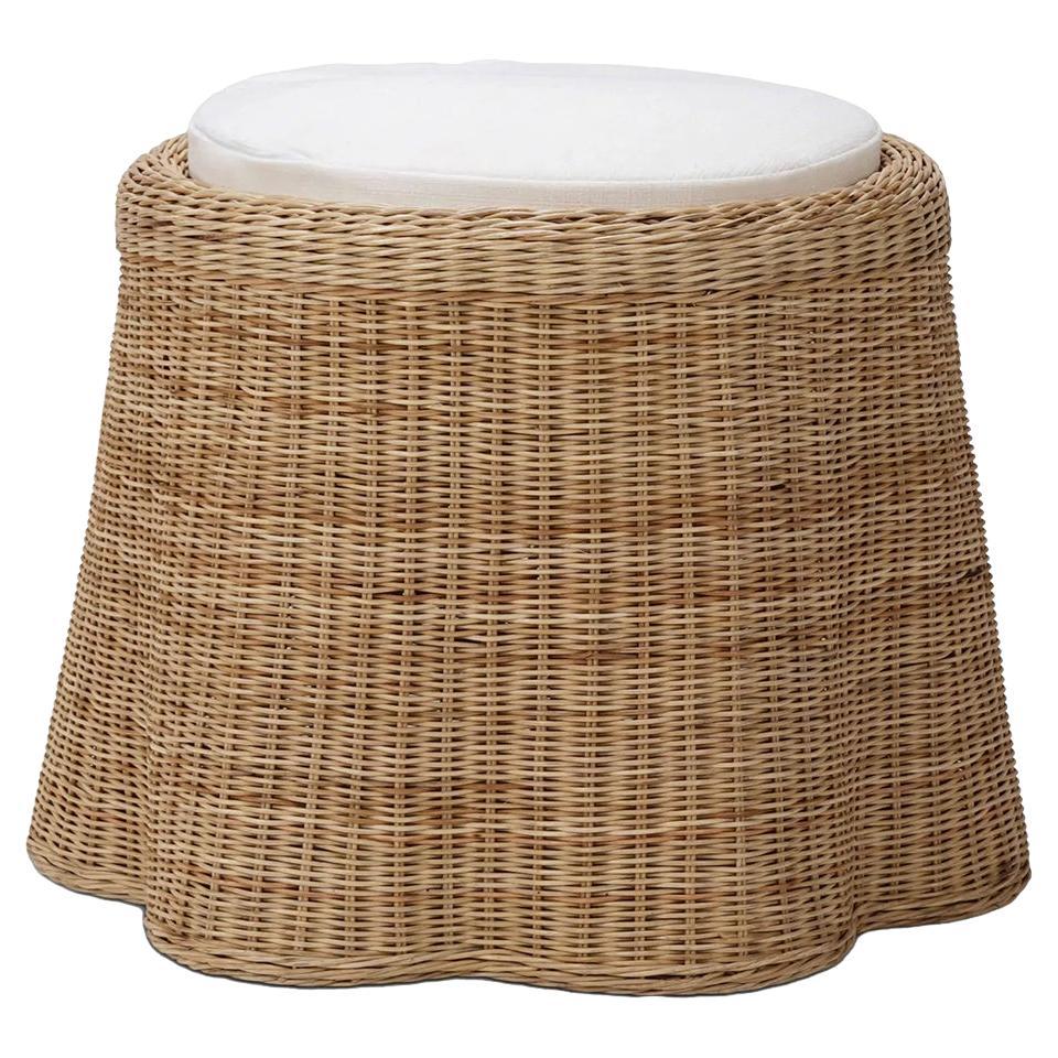 Small Round Rattan Ottoman