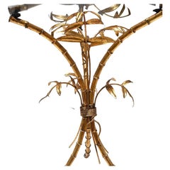 Small Round Sheaf of Wheat Gold Glass Drink Table After Robert Goossens, Italy