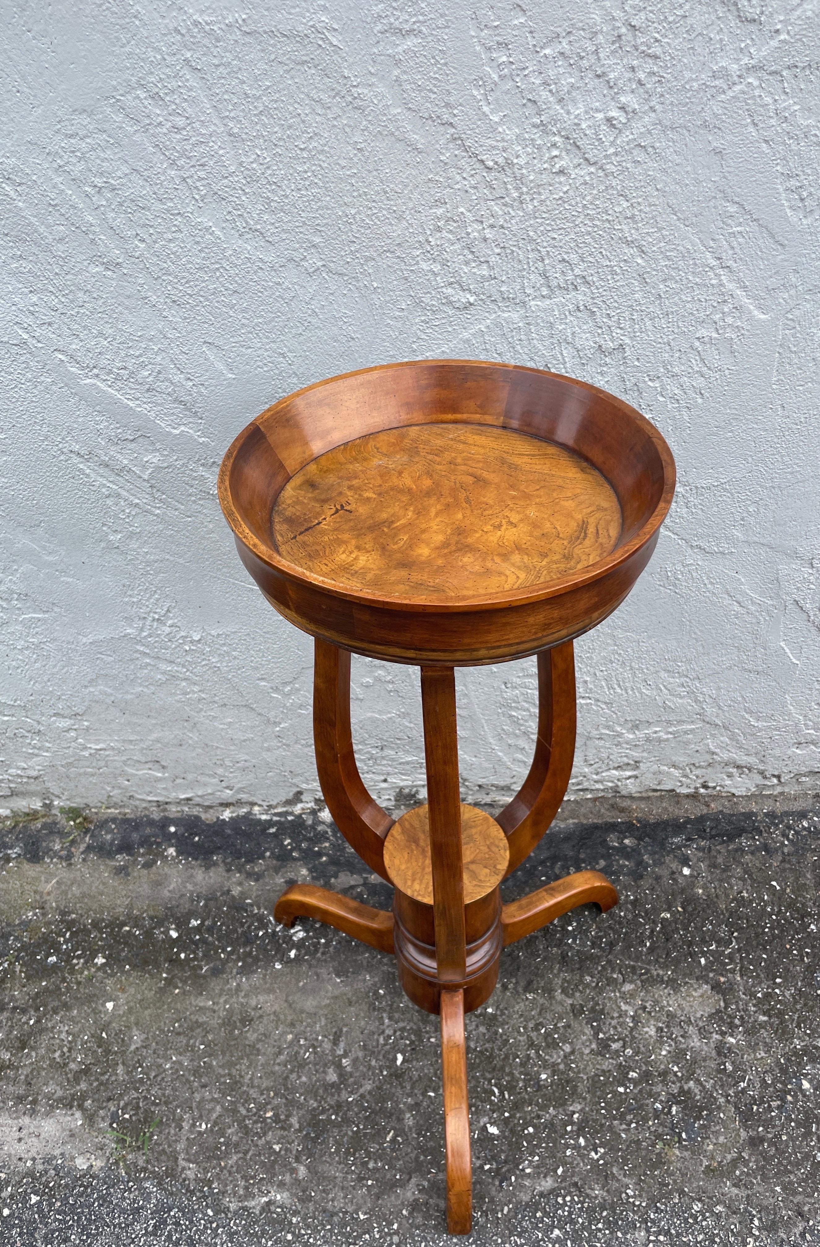 Burl Small Round Side Table by Baker For Sale