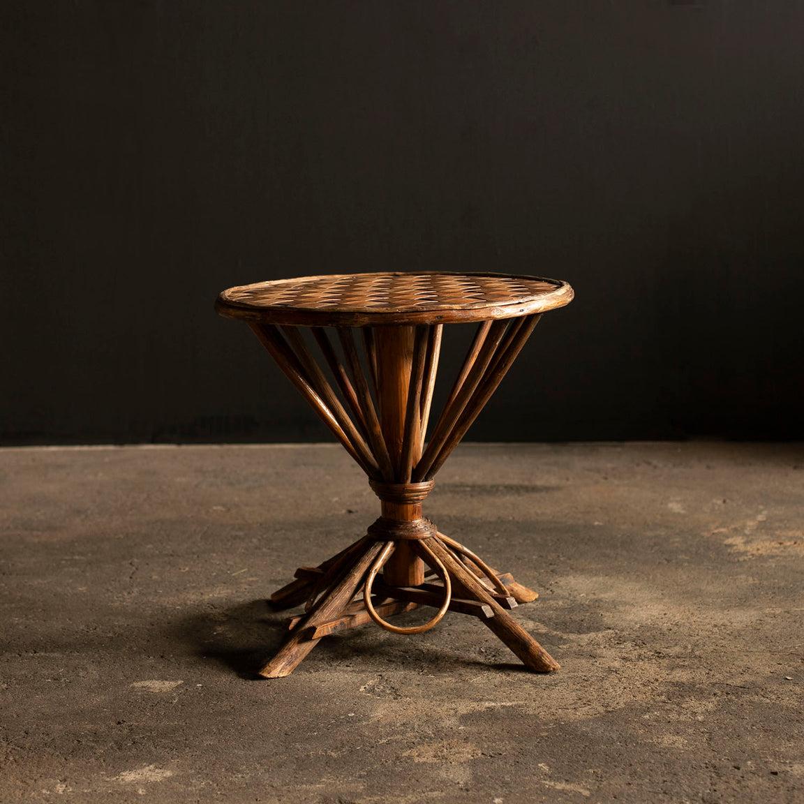 French Small Round Side Table for Pascal Raffier Vannerie, Circa 1950s, France