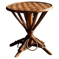 Small Round Side Table for Pascal Raffier Vannerie, Circa 1950s, France