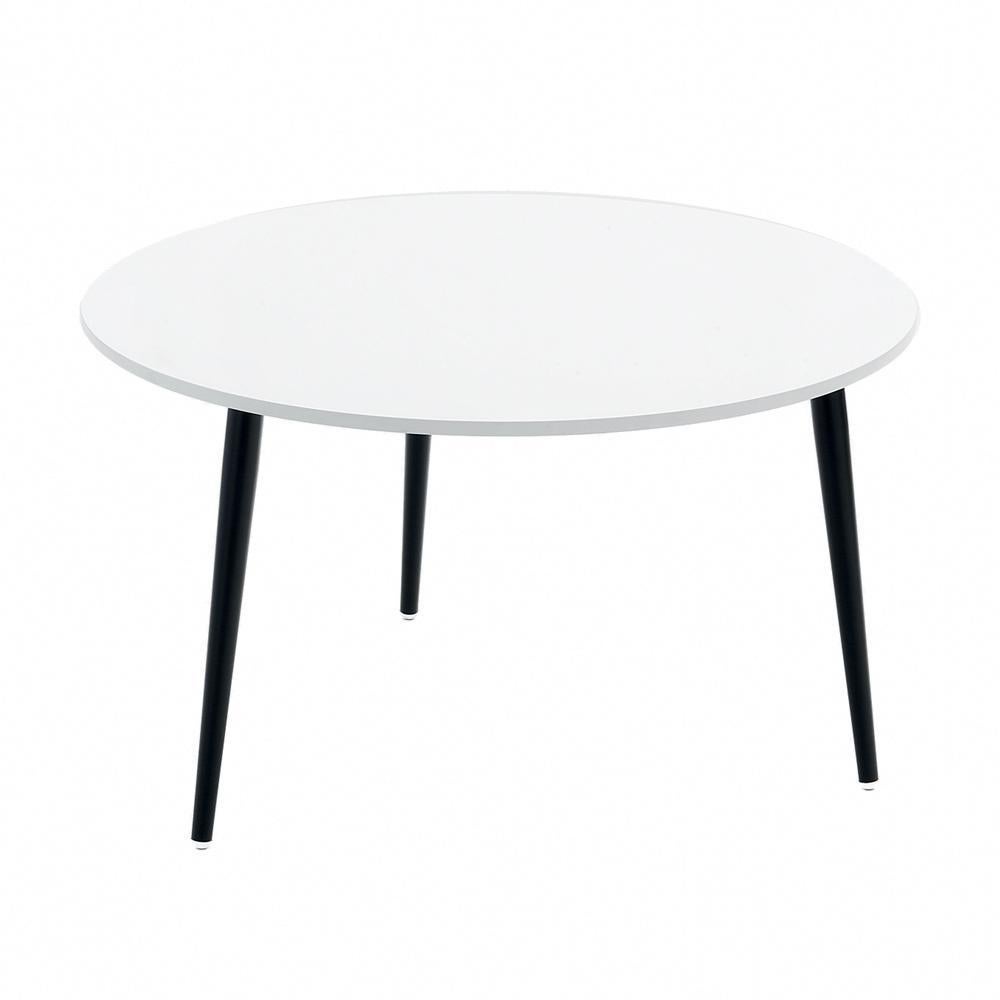 Small round soho coffee table by Coedition Studio
Materials: Round coffee table, white lacquered top on MDF. 3 black lacquered metal conical legs.
Dimensions: Diameter 70 x H 33 cm
Available in different sizes and shapes, and in sets.

The Soho