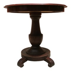 Italian antique walnut wood round table, 1800s        