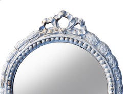Small Round White Mirror with Laurel & Reef