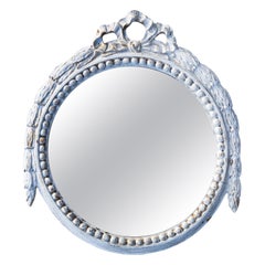Small Round White Mirror with Laurel & Reef