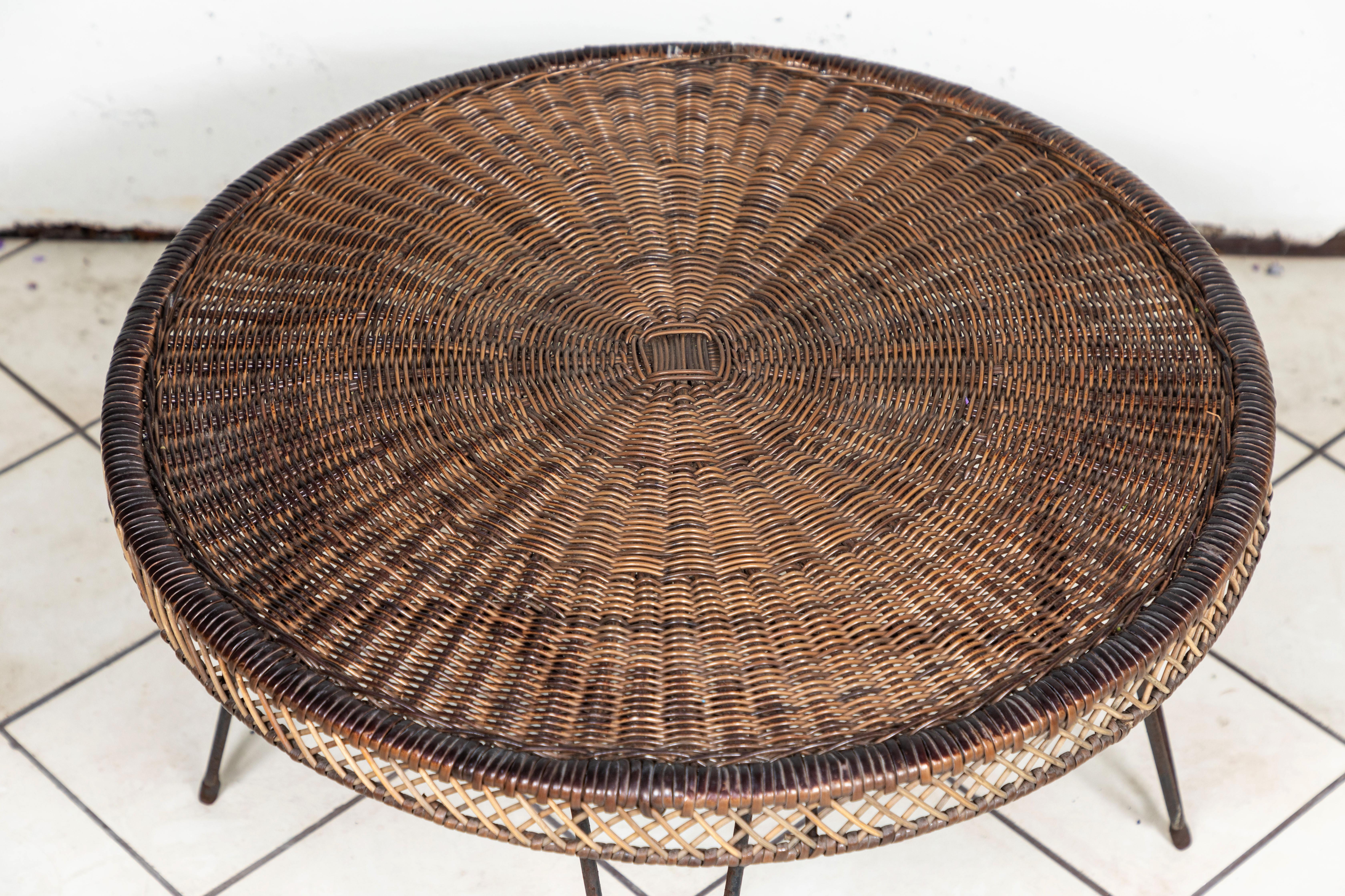 small round wicker coffee table