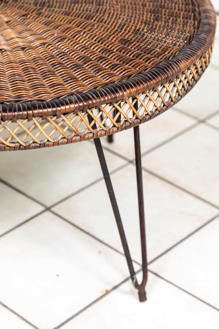 Small Round WickerTop Table, 1960s at 1stDibs small round wicker