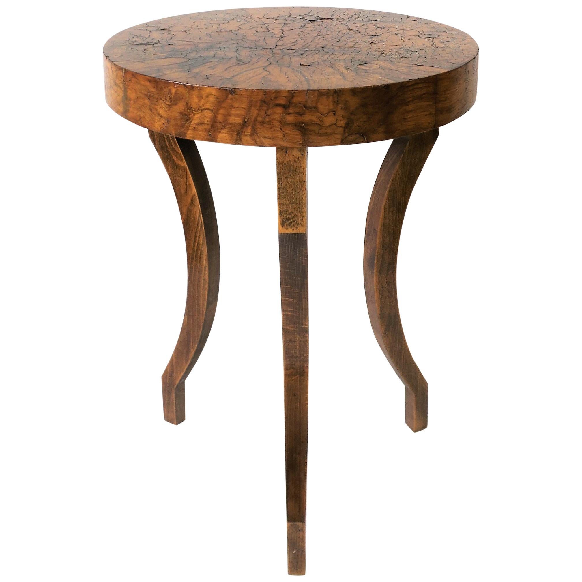 Small Round Wood Gueridon Side or Drinks Table
