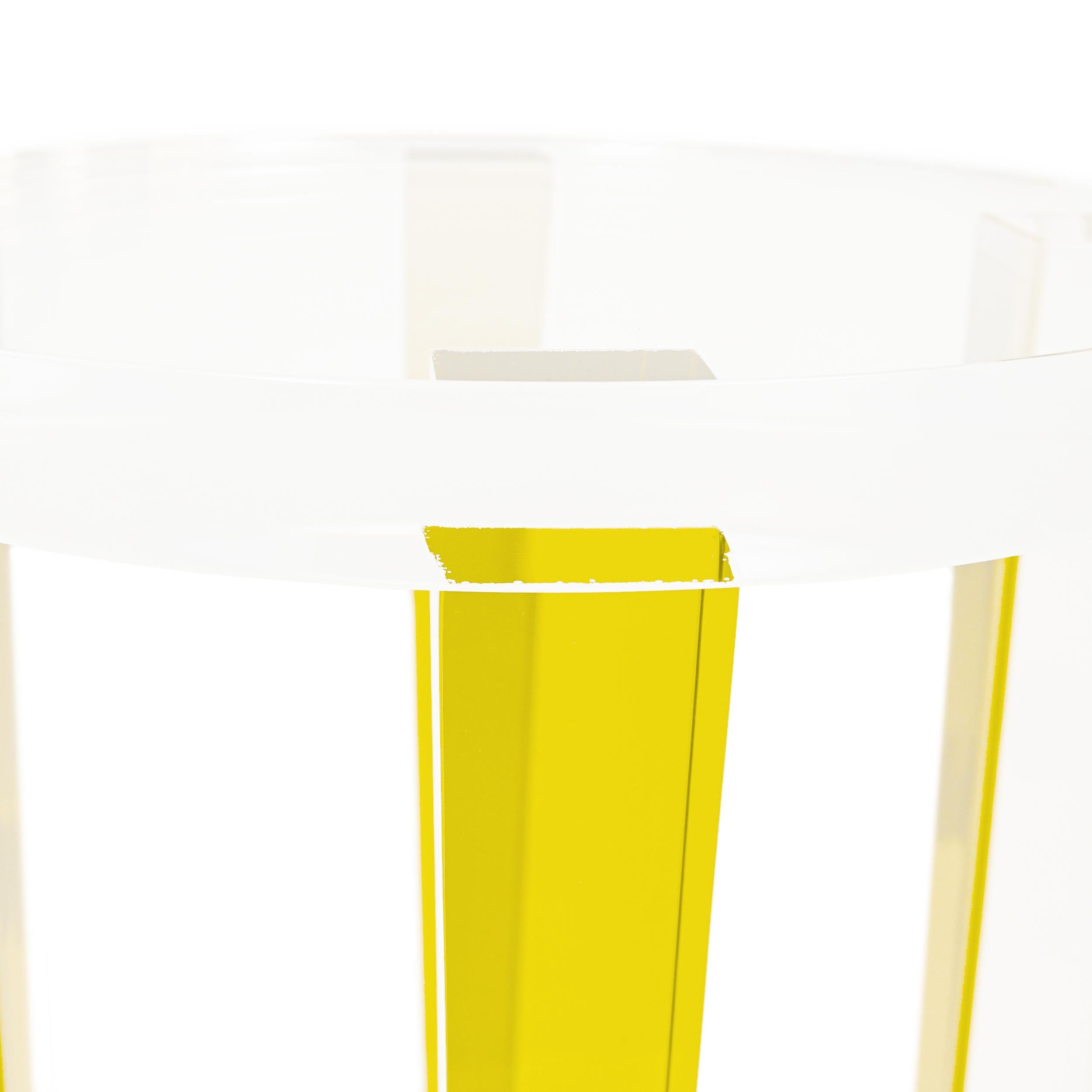 Small Round Yellow Lucite Four-Leg Side Table For Sale 10
