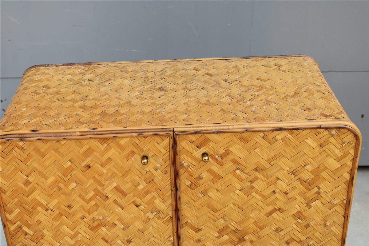 Brass Small rounded sideboard in Straw with brass handles 