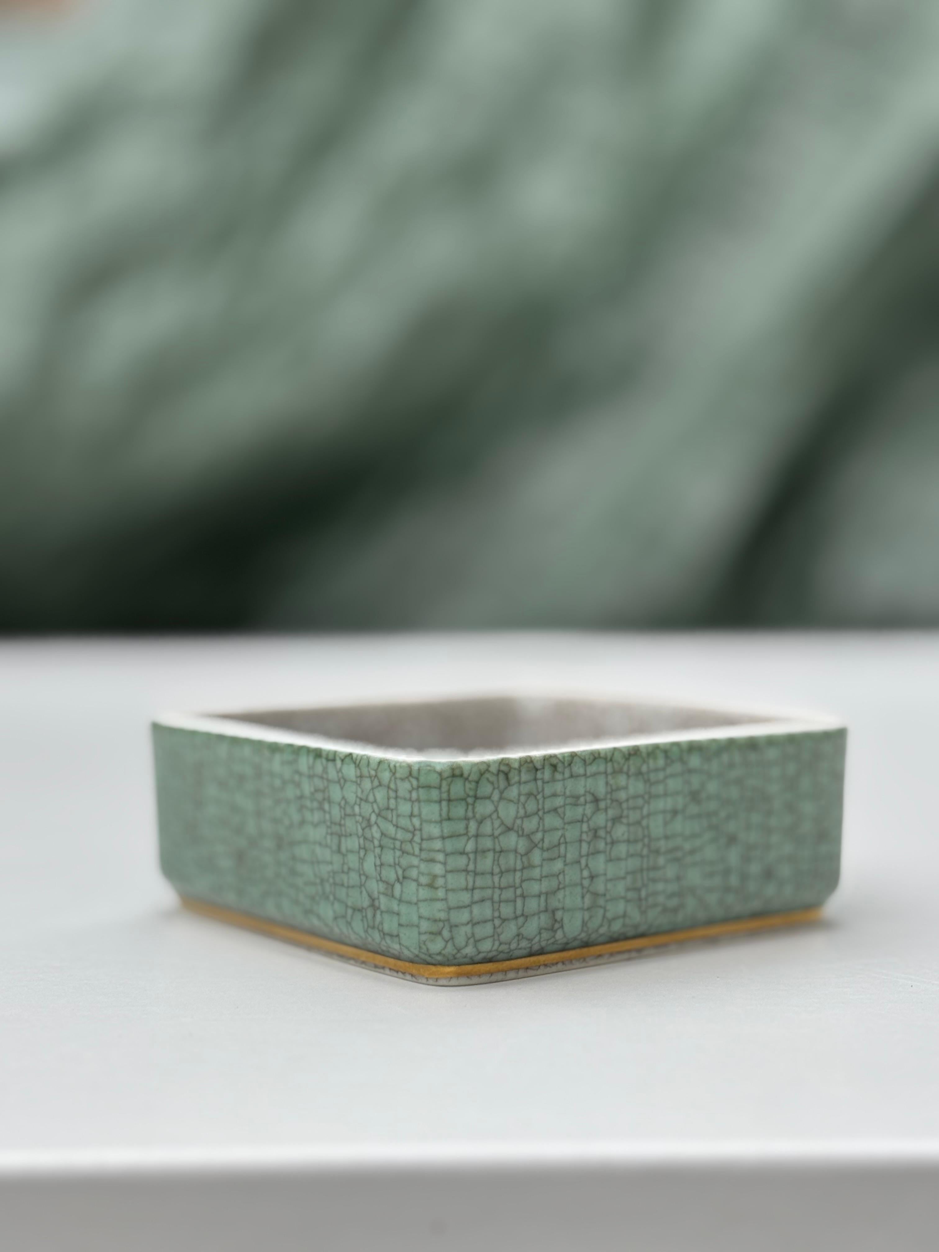 Glazed Small Royal Copenhagen Cracklé Glaze Vide-Poche, 1950s For Sale