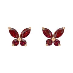 Small Ruby Butterfly Stud Earrings