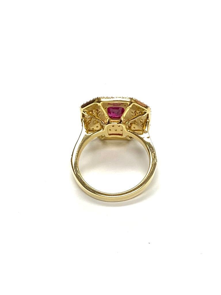 Contemporary Goshwara Emerald Cut Ruby And Diamond Ring