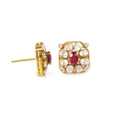 Kleine Rubin-Polki-Diamant-Ohrstecker 0995