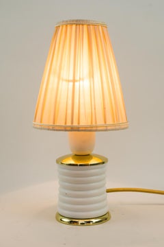 Kleine Rupert Nikoll Tischlampe mit Stoffschirm um 1950