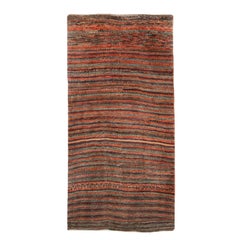 Small Rust and Aqua Blue Contemporary Gabbeh Persian Wool Rug
