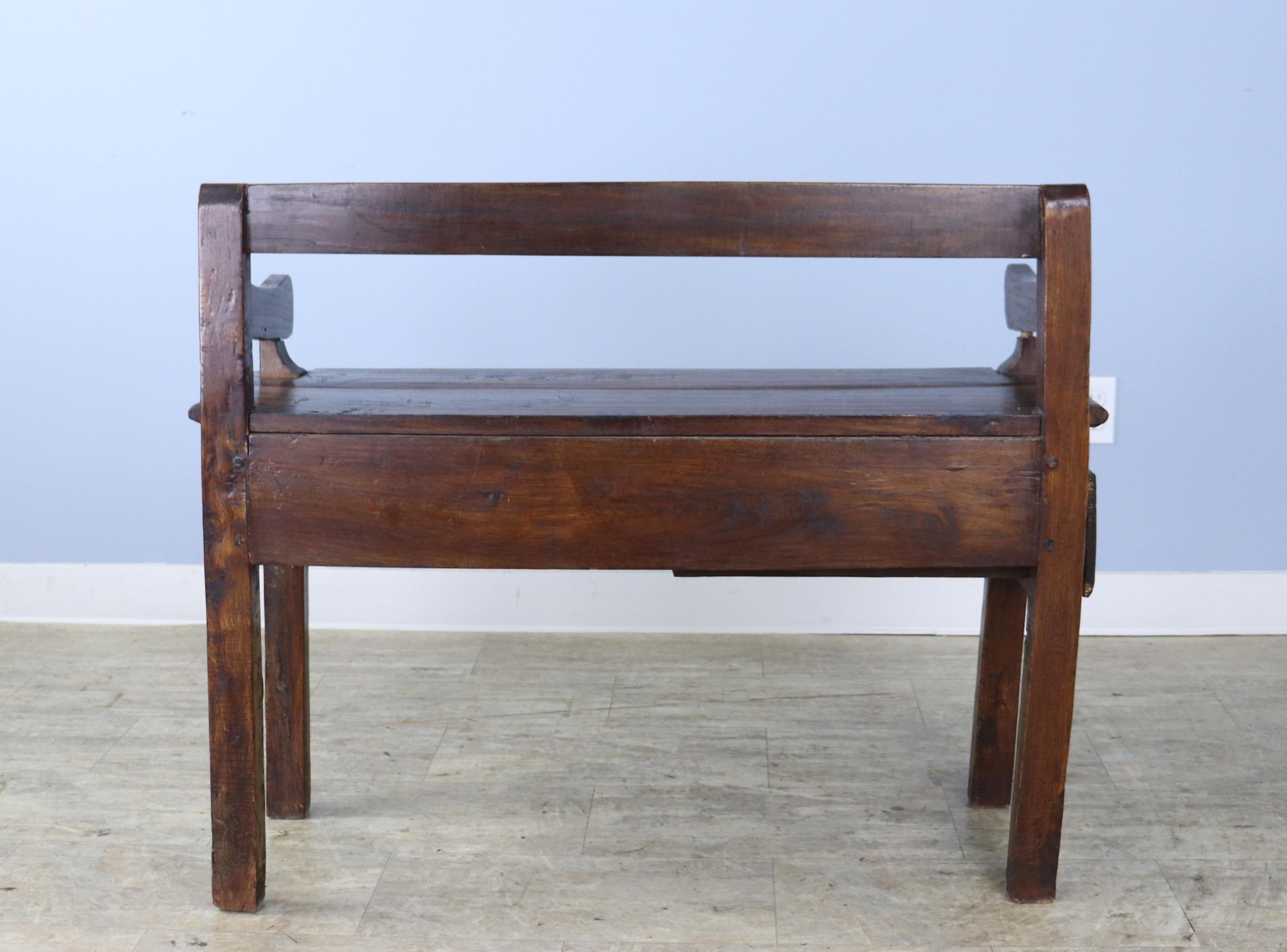Small Rustic Antique Chestnut Bench For Sale 5