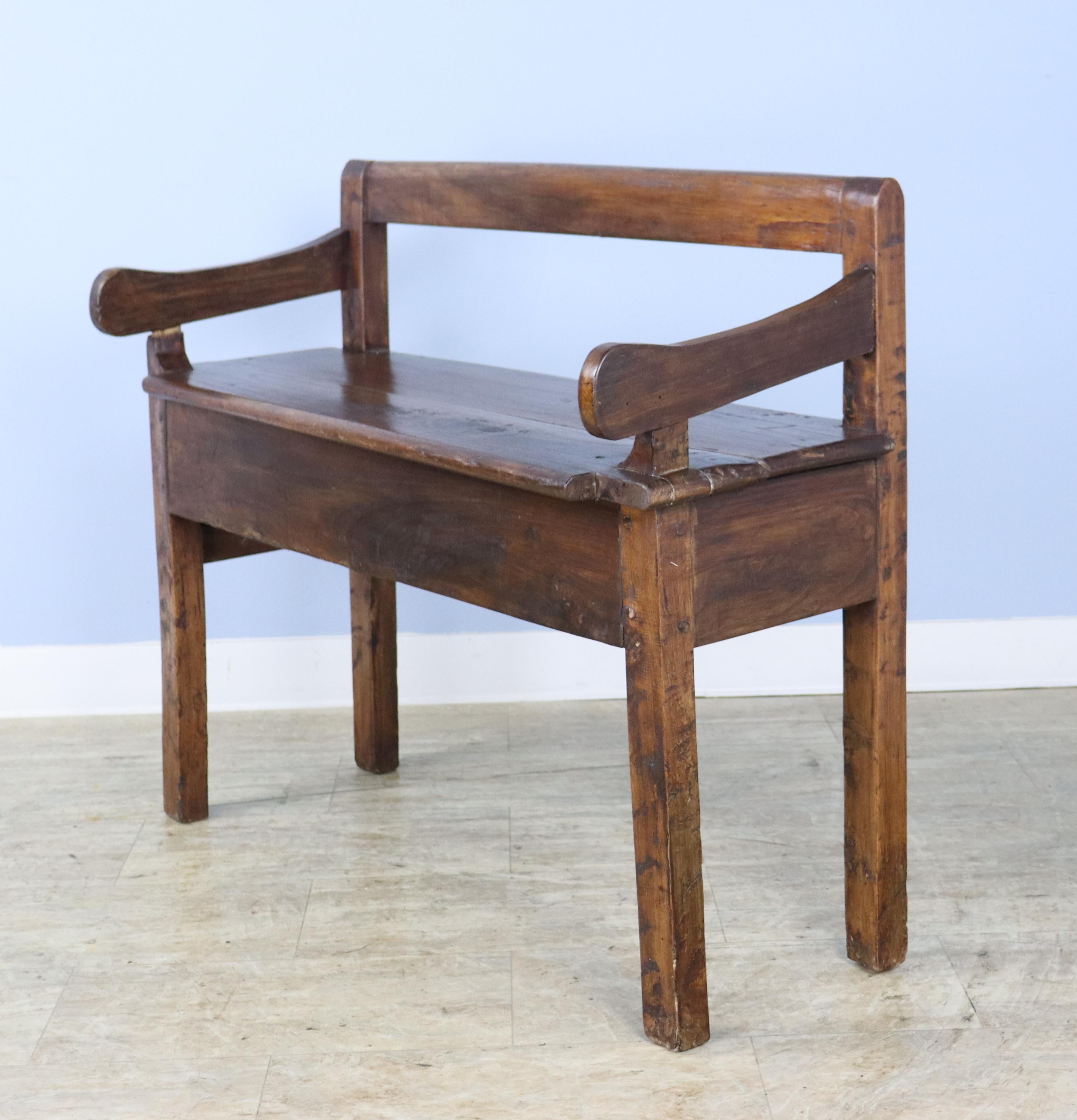 French Small Rustic Antique Chestnut Bench For Sale