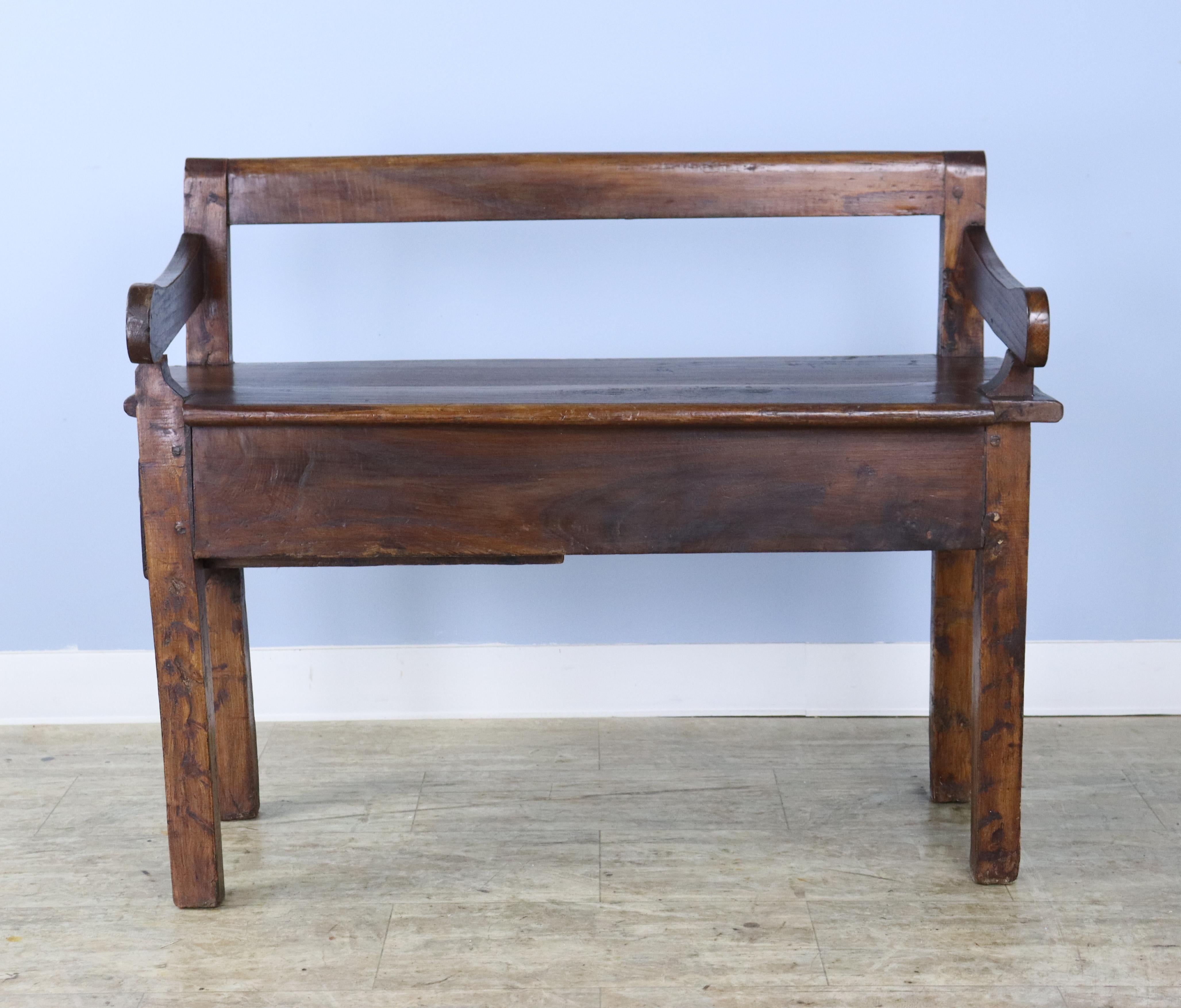 Small Rustic Antique Chestnut Bench In Good Condition For Sale In Port Chester, NY