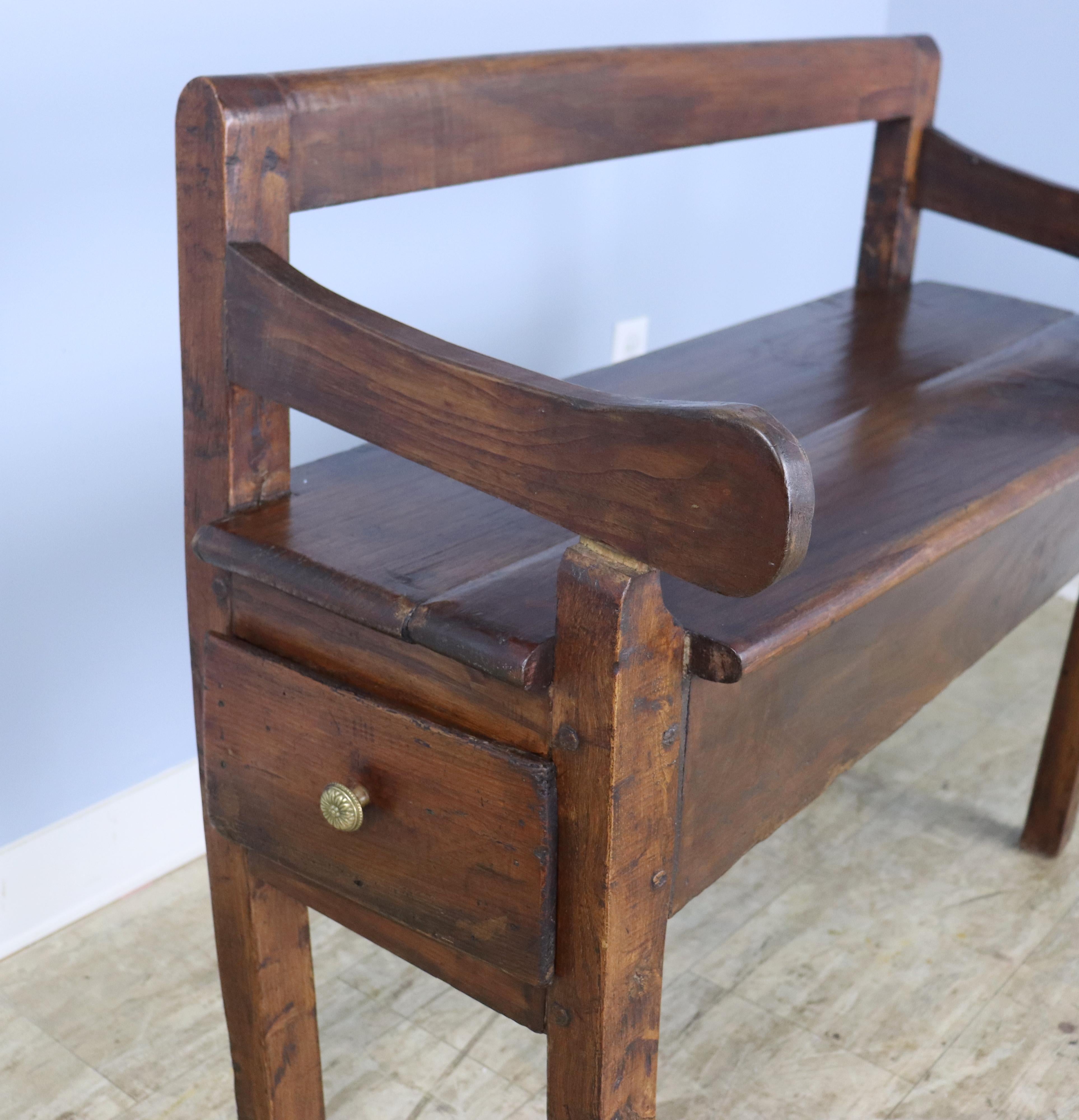Small Rustic Antique Chestnut Bench For Sale 4
