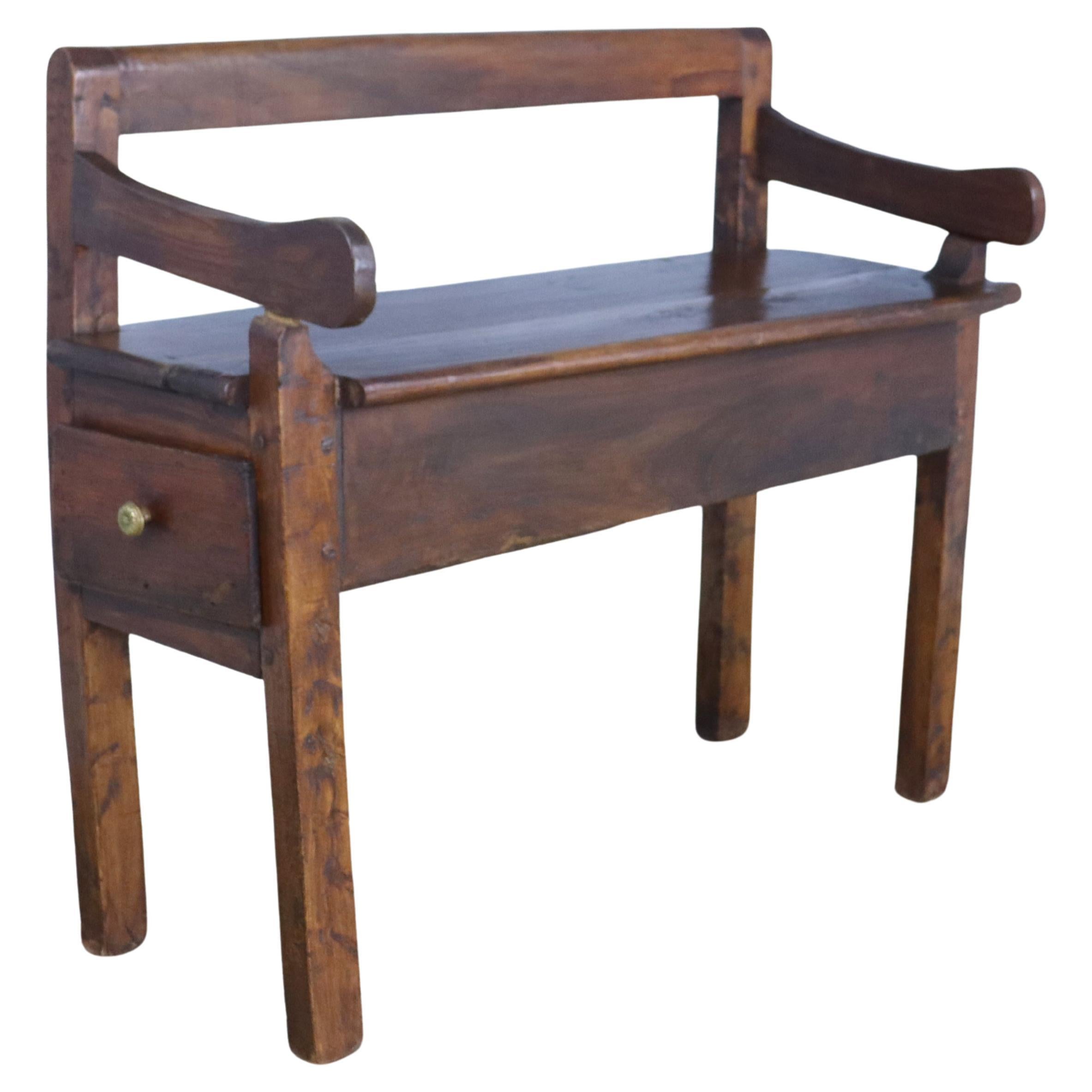 Small Rustic Antique Chestnut Bench For Sale
