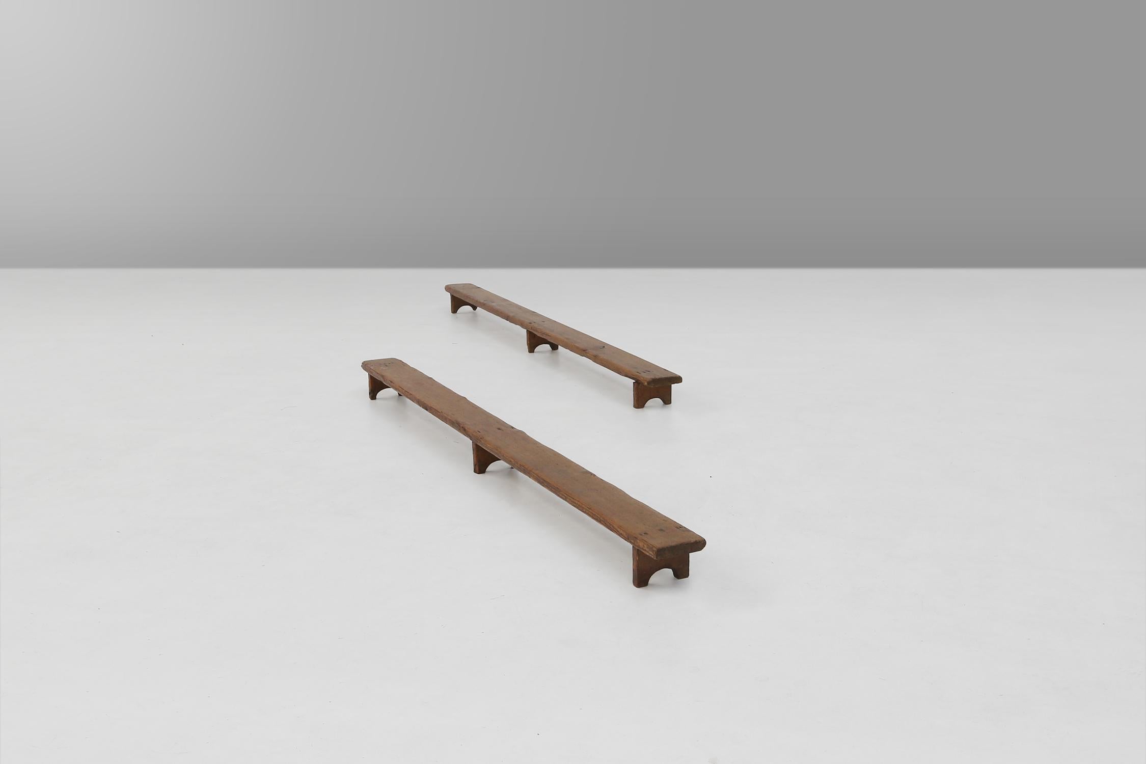 Small rustic French benches 1850 For Sale 5