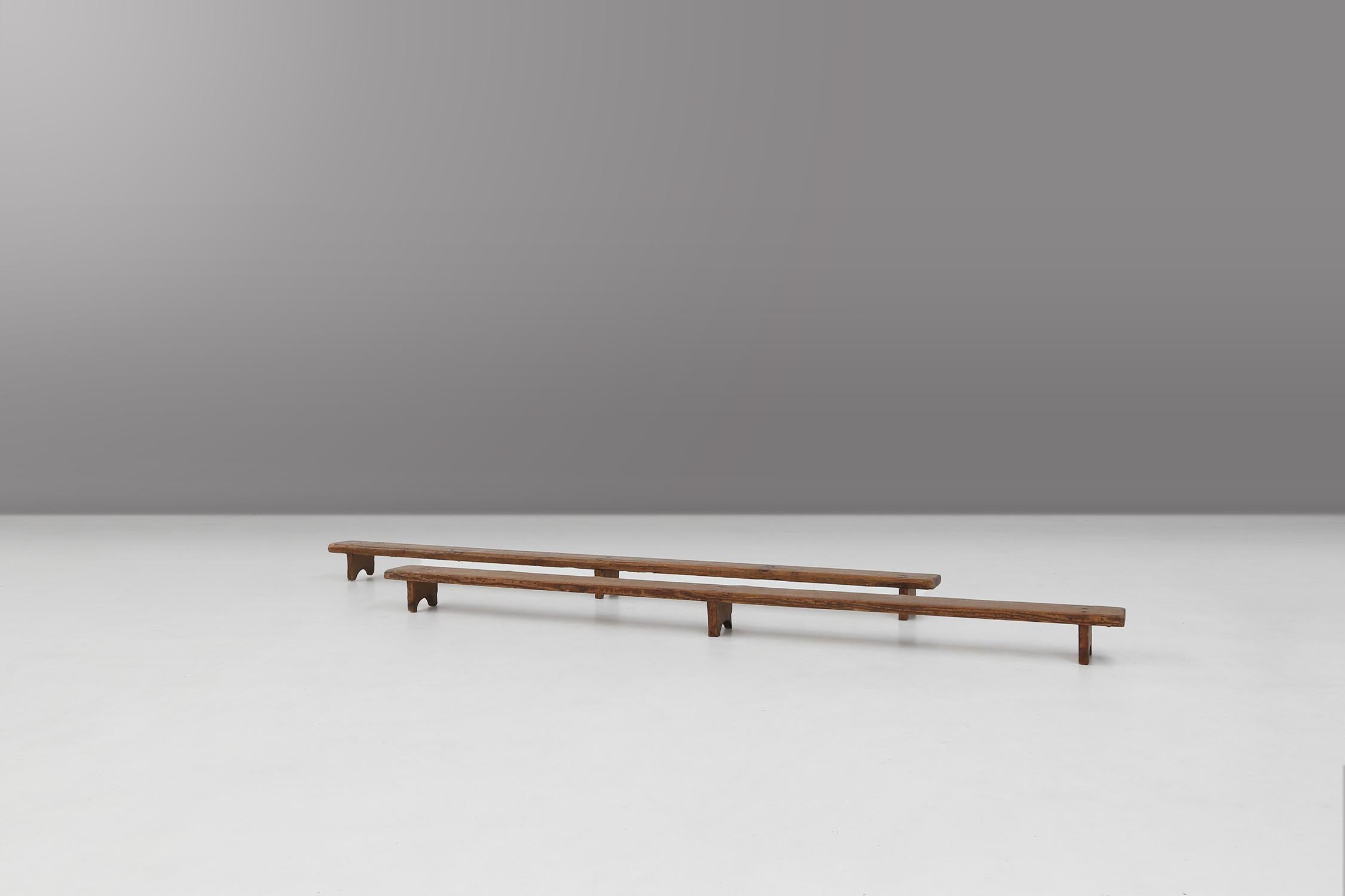 Mid-Century Modern Small rustic French benches 1850 For Sale