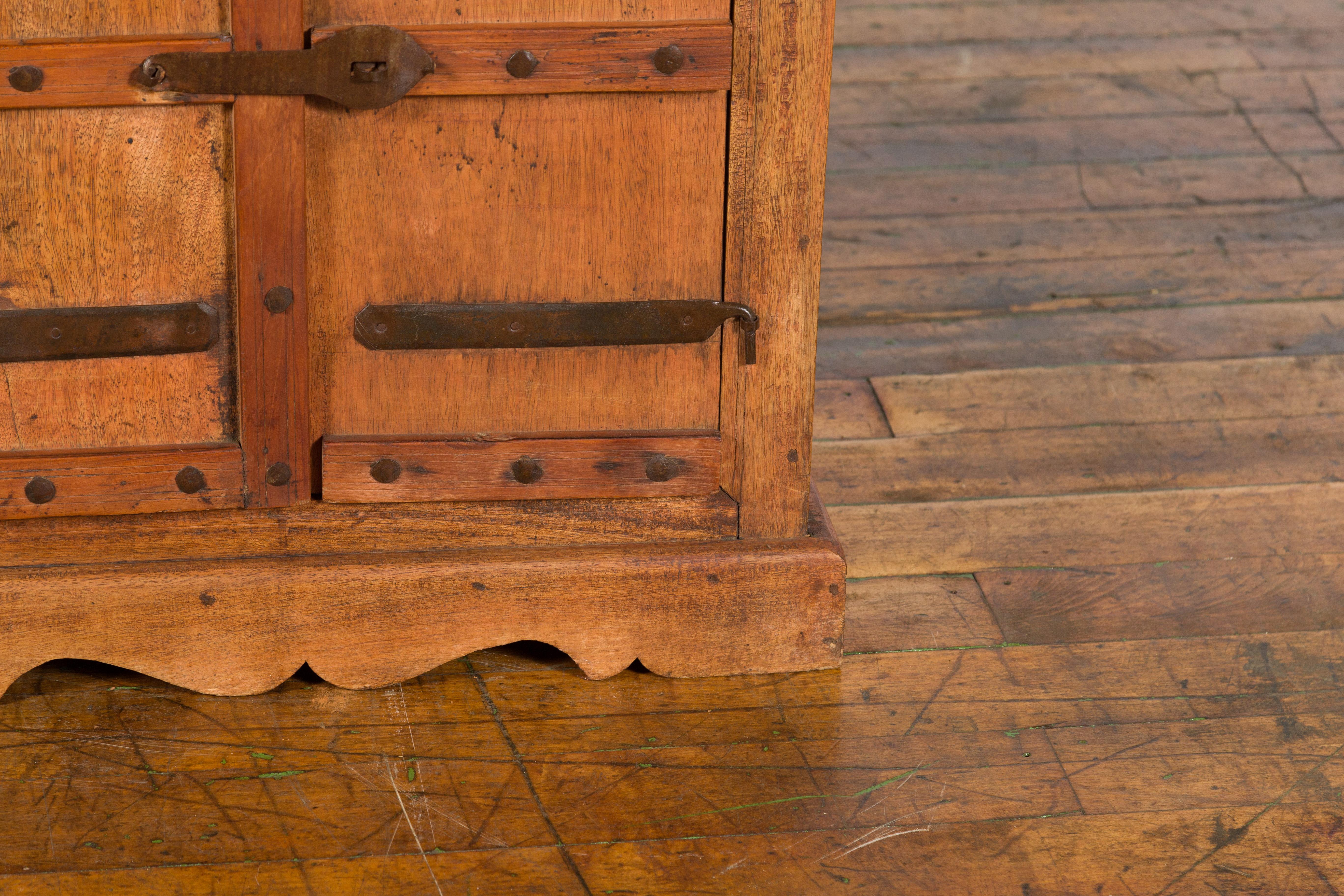 Small Rustic Indian Vintage Sheesham Wood Single Cabinet with Iron Hardware For Sale 3