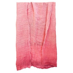 Small Rustic Pink Ombre Hand-Painted Open-Weave Linen Throw, Discontinued