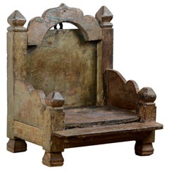 Small Rustic Wooden Wall Hung Indian Shrine, 20th Century