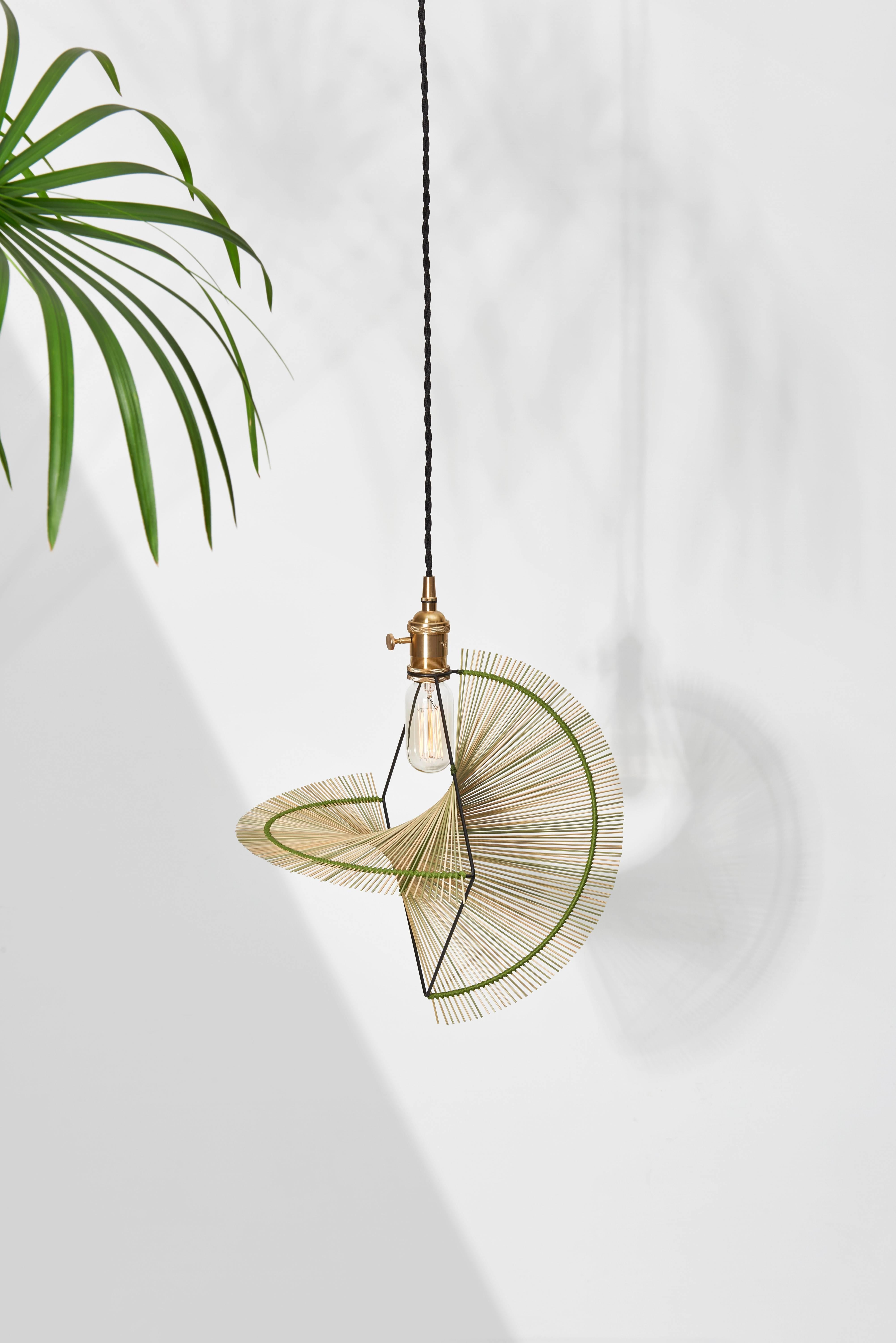Contemporary Small Ryar Light, Umbrella Sedge Handcrafted Pendant
