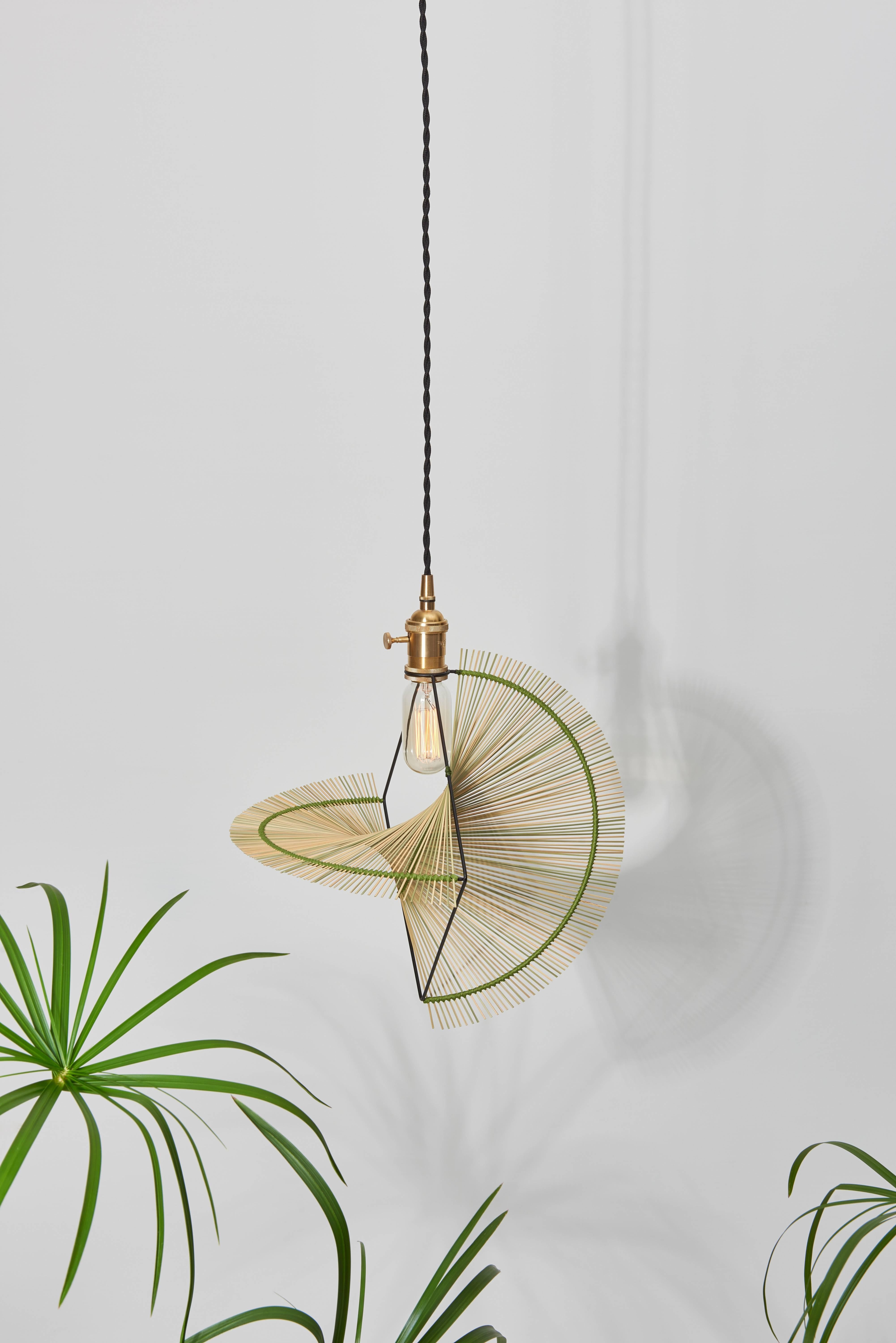 Contemporary Small Ryar Light, Umbrella Sedge Handcrafted Pendant