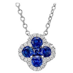 Small Sapphire and Diamond Clover Pendant