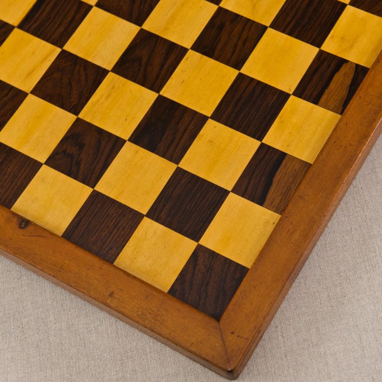 Mahogany Small Satinwood and Rosewood Chess Board, circa 1920