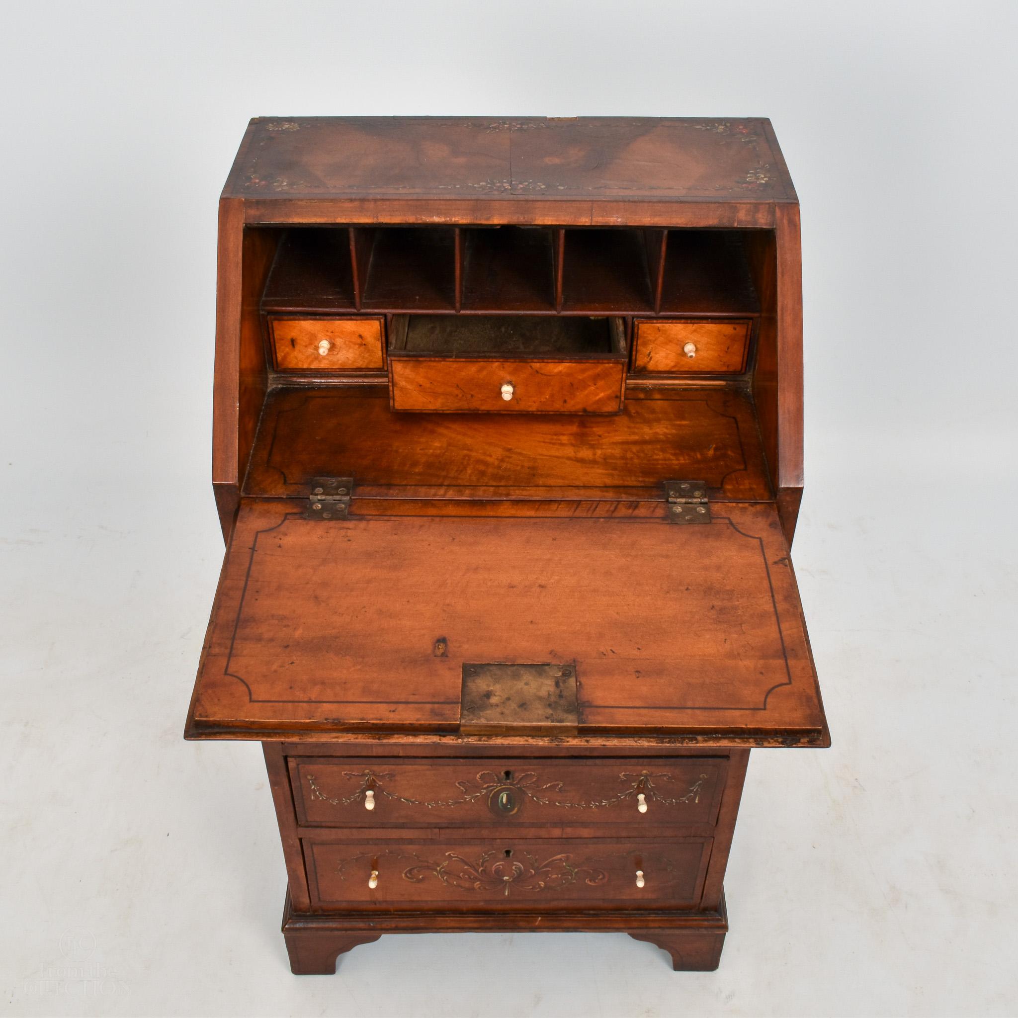 British Childs Exceptionally Rare Satinwood Bureau Desk circa 1770 For Sale