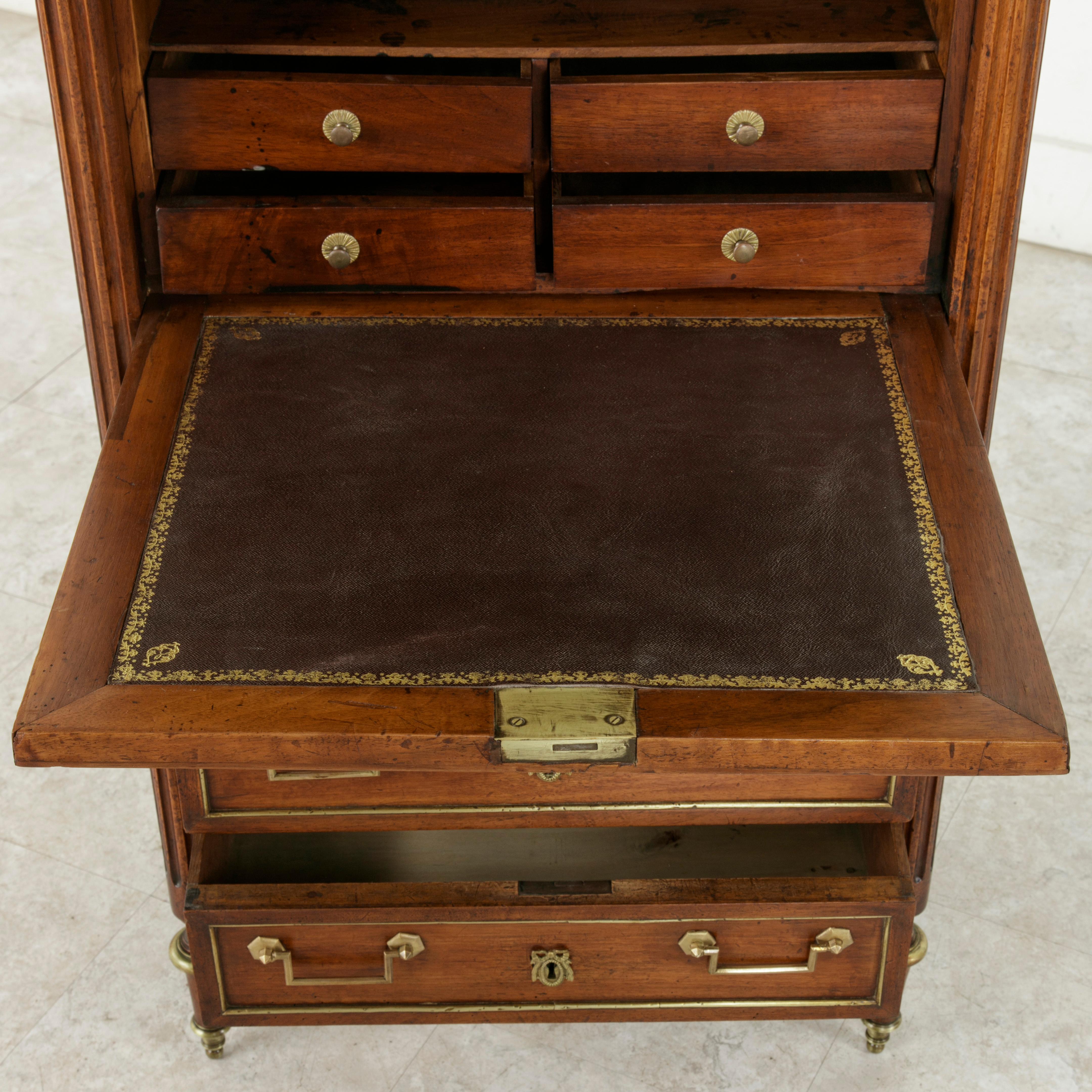 Small-Scale 18th Century French Louis XVI Period Mahogany Secretary, Marble Top 9