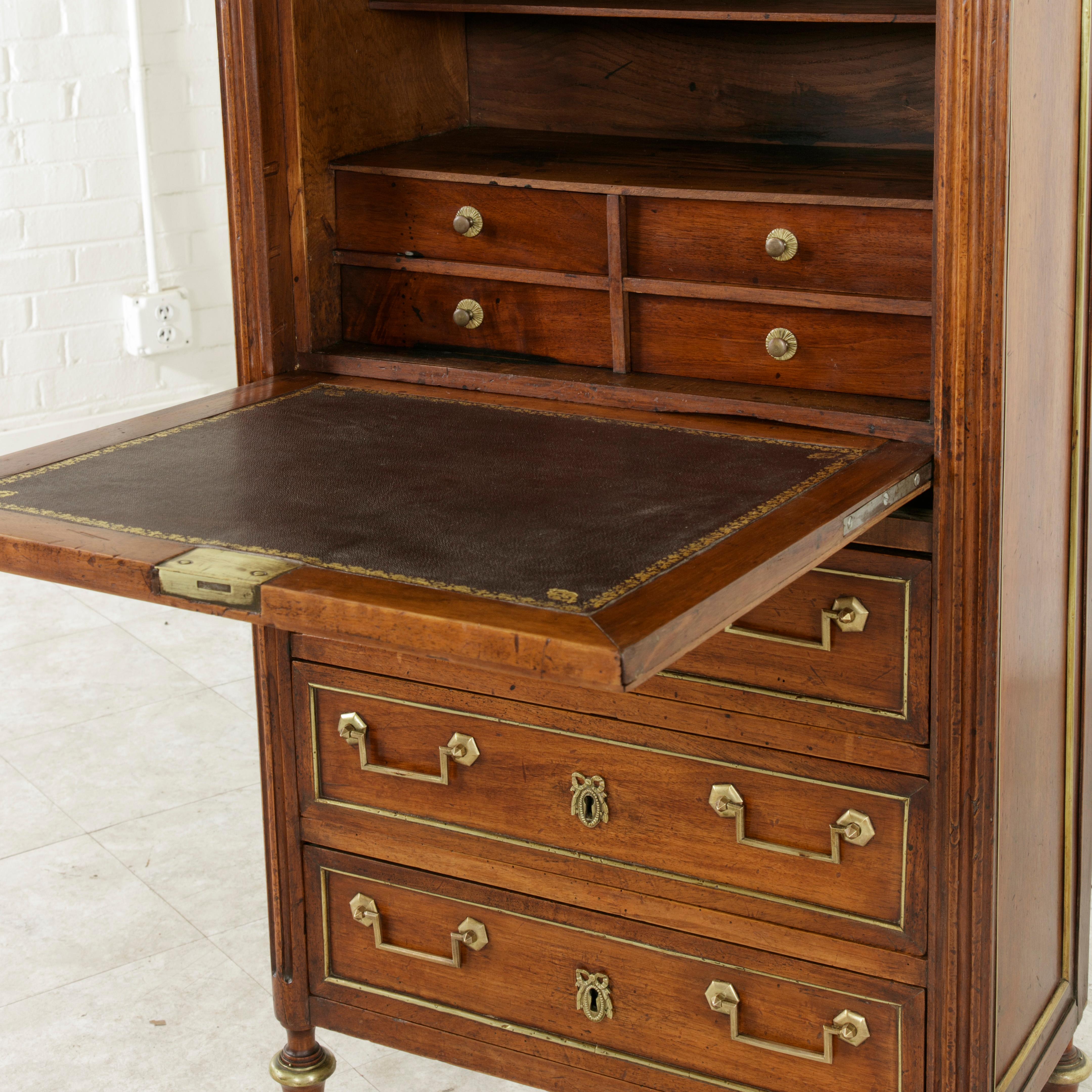 Small-Scale 18th Century French Louis XVI Period Mahogany Secretary, Marble Top 10