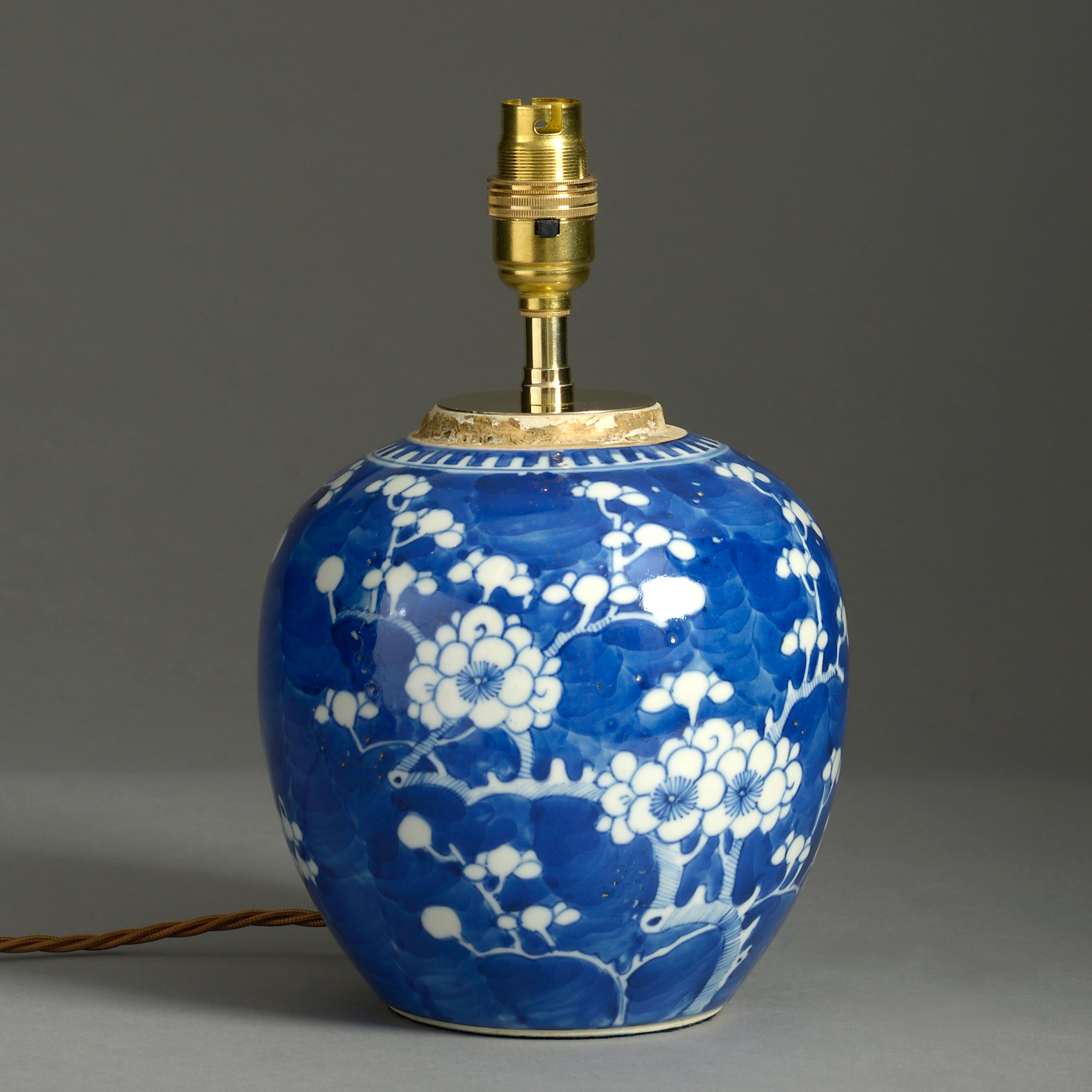 Small Scale 19th Century Blue and White Porcelain Vase Lamp at 1stDibs