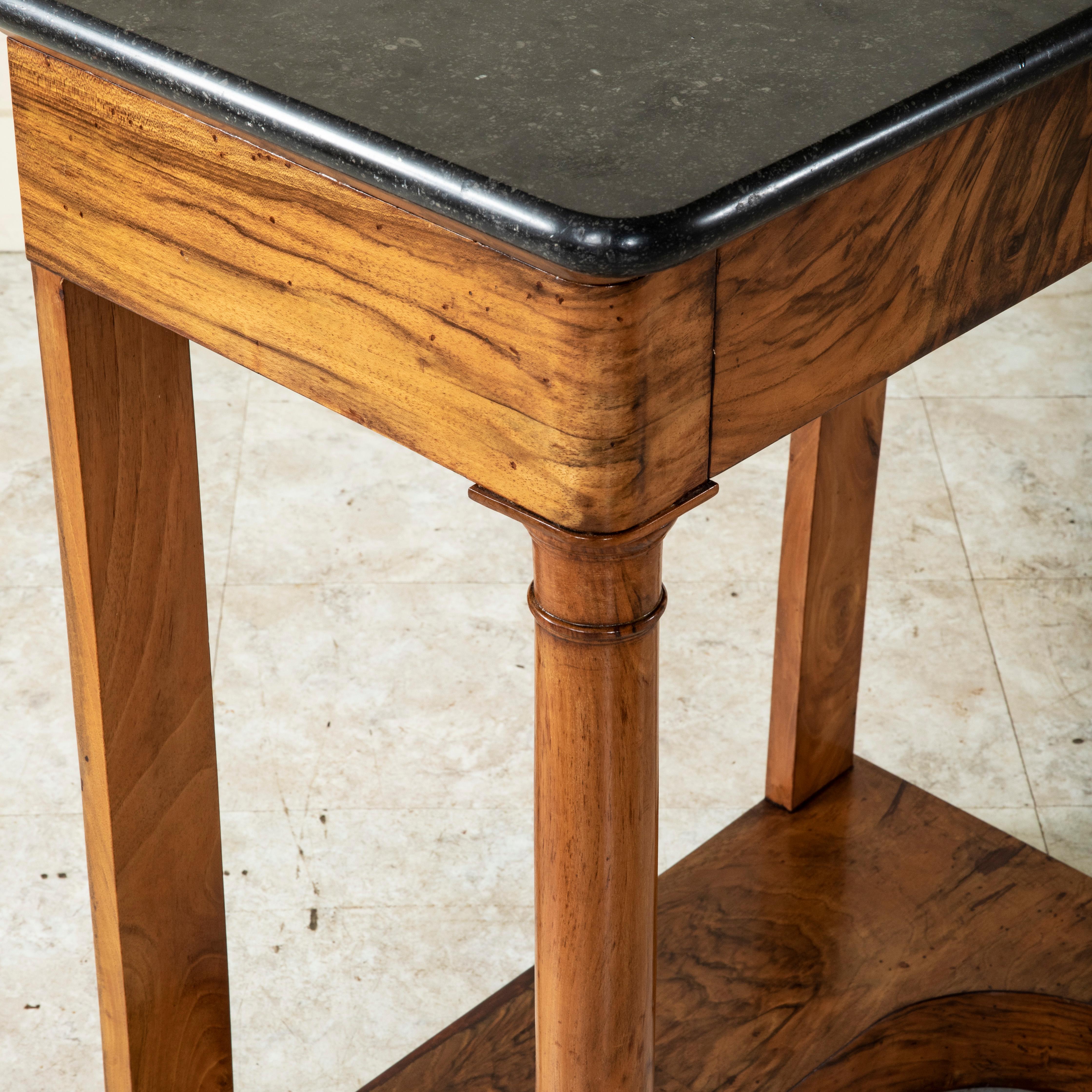 Small Scale 19th Century French Empire Period Walnut Console Table, Marble Top 6