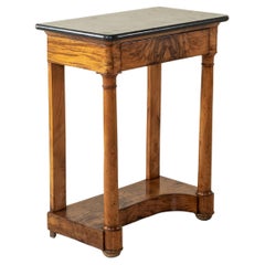 Small Scale 19th Century French Empire Period Walnut Console Table, Marble Top