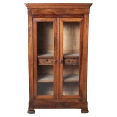 Small Scale 19th Century French Louis Philippe Period Walnut Bookcase Vitrine